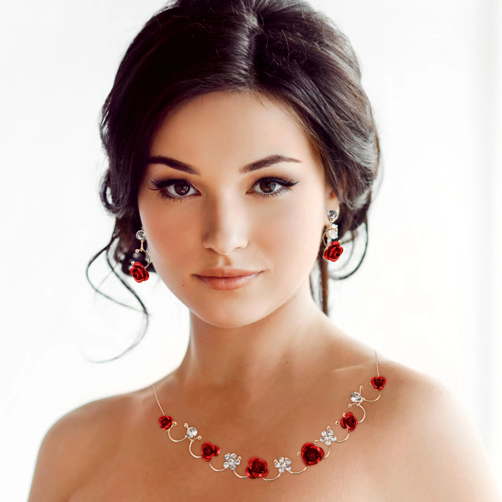Red Rose Bridal Jewelry Set Necklace Earrings Wristband Rhinestone Brides Accessories Wedding Banquet Girls Jewelries Women
Red Rose Bridal Jewelry Set Necklace Earrings Wristband Rhinestone Brides Accessories Wedding Banquet Girls Jewelries Women