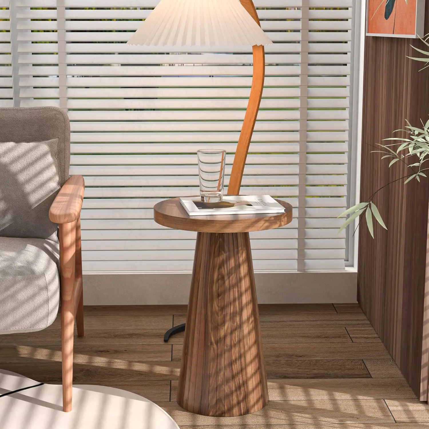 Round Pedestal Side End Table, Fluted Drink Table For Small Spaces, Wooden Farmhouse Modern Accent Cocktail Table For Sofa
Round Pedestal Side End Table, Fluted Drink Table For Small Spaces, Wooden Farmhouse Modern Accent Cocktail Table For Sofa