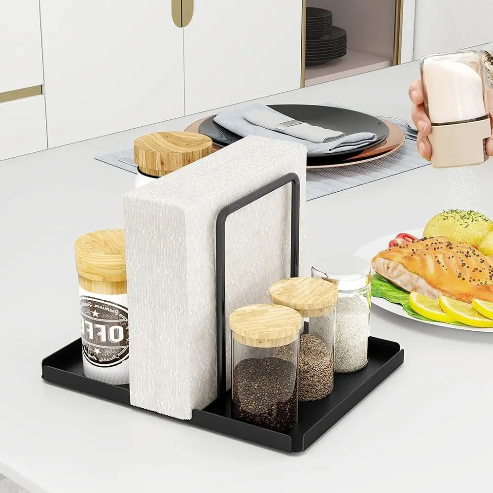 Multifunctional Metal Napkin Holder Space Saving Black Vertical Paper Towel Rack Anti-slip Spice Bottle Storage Tray Kitchen
Multifunctional Metal Napkin Holder Space Saving Black Vertical Paper Towel Rack Anti-slip Spice Bottle Storage Tray Kitchen