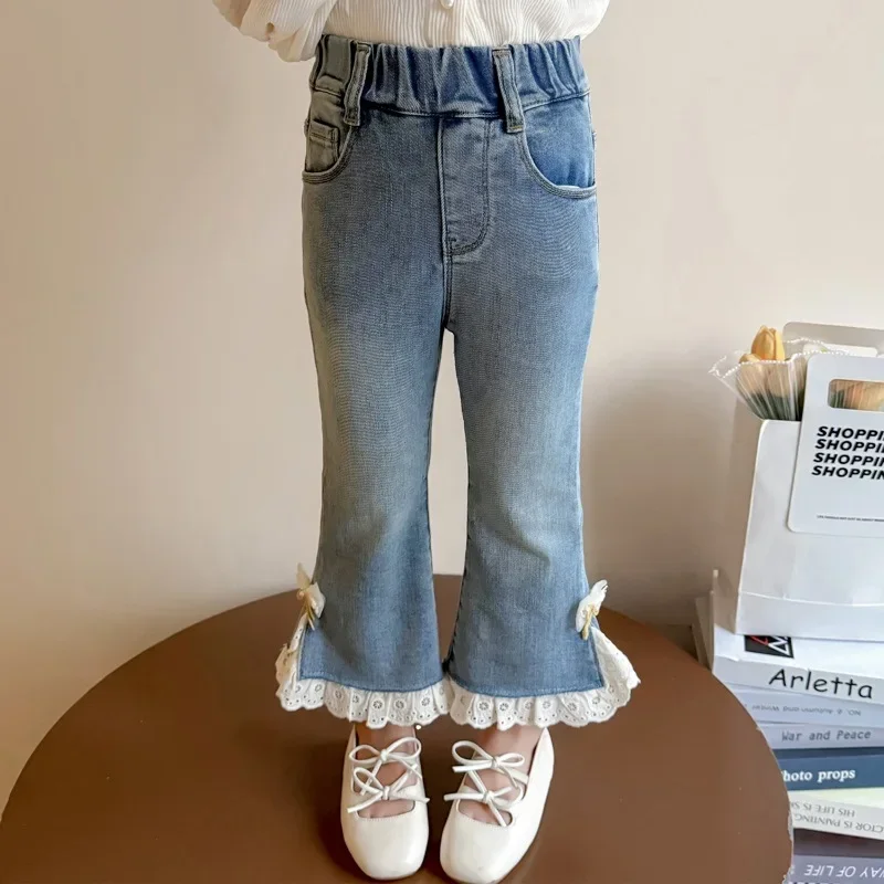 Bell-bottoms Spring 2025 New Korean Fashionable Sweet Cute All-match Lace Buttfly-knot Bell-bottoms Girls Pants
Bell-bottoms Spring 2025 New Korean Fashionable Sweet Cute All-match Lace Buttfly-knot Bell-bottoms Girls Pants
