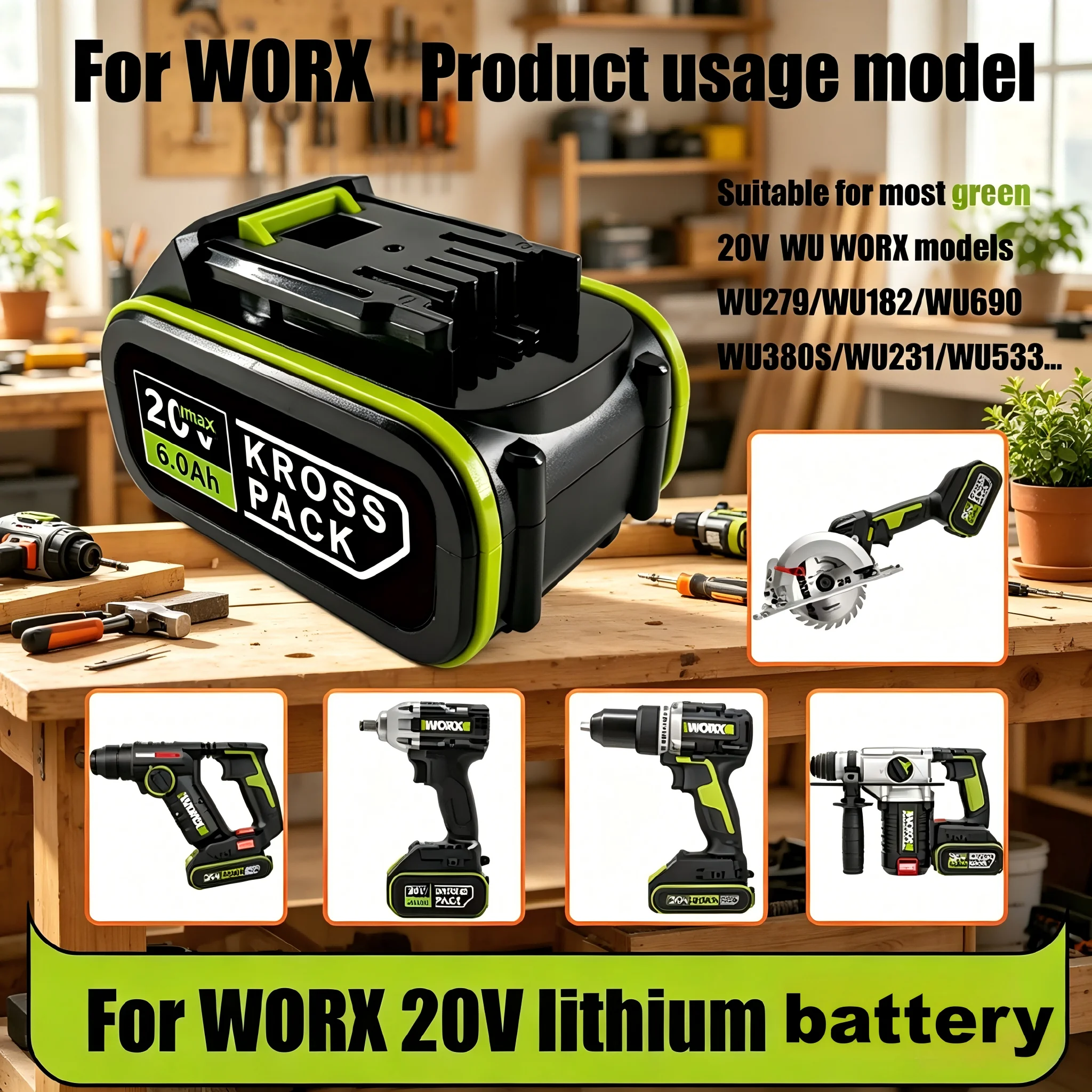 For Worx 20V Lithium Battery 6.0Ah 5pin Rechargeable Battery Compatible with Worx WA3578 WA3520 WA3525 WA3579 Power Share Tools
For Worx 20V Lithium Battery 6.0Ah 5pin Rechargeable Battery Compatible with Worx WA3578 WA3520 WA3525 WA3579 Power Share Tools