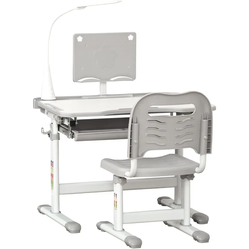 Kids Desk and Chair Set, School Study Desk with USB Light, Storage Drawer for Writing,Activities, Arts,or Crafts,Gray and White
Kids Desk and Chair Set, School Study Desk with USB Light, Storage Drawer for Writing,Activities, Arts,or Crafts,Gray and White