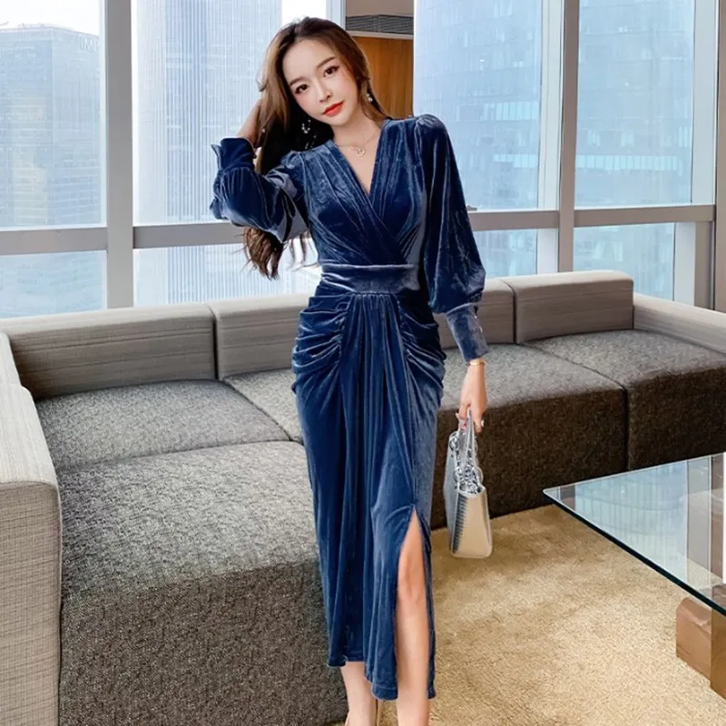 Office Ladies Elegant Sexy V-Neck Split Pencil Dress Women Spring Puff Sleeves Sheath Velvet Dresses Work Party Bodycon Vestido
Office Ladies Elegant Sexy V-Neck Split Pencil Dress Women Spring Puff Sleeves Sheath Velvet Dresses Work Party Bodycon Vestido