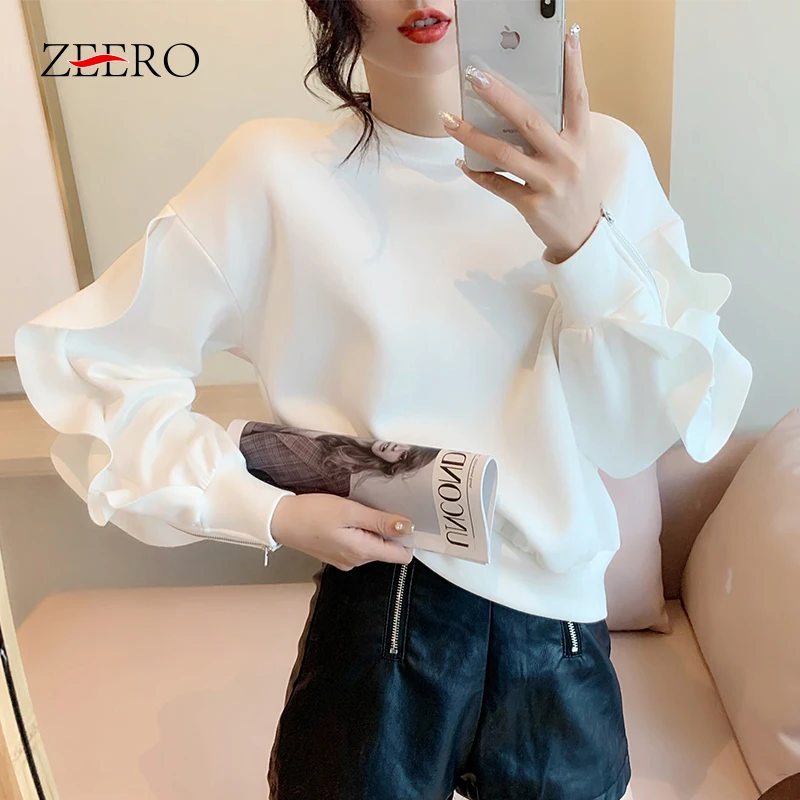 Autumn Winter Women Clothes Solid Color O-Neck Collar Long Sleeve Sports Tops Female Loose Zipper Ruffle All-match Base Pullover
Autumn Winter Women Clothes Solid Color O-Neck Collar Long Sleeve Sports Tops Female Loose Zipper Ruffle All-match Base Pullover