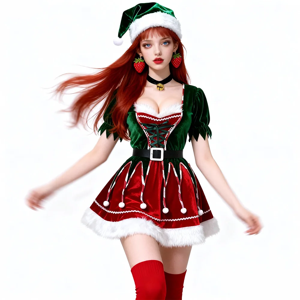 Sexy Green Elf Dress Party Costume Halloween Role-playing Uniform Christmas Spirit Women's Traditional Ethnic Stage Costume
Sexy Green Elf Dress Party Costume Halloween Role-playing Uniform Christmas Spirit Women's Traditional Ethnic Stage Costume