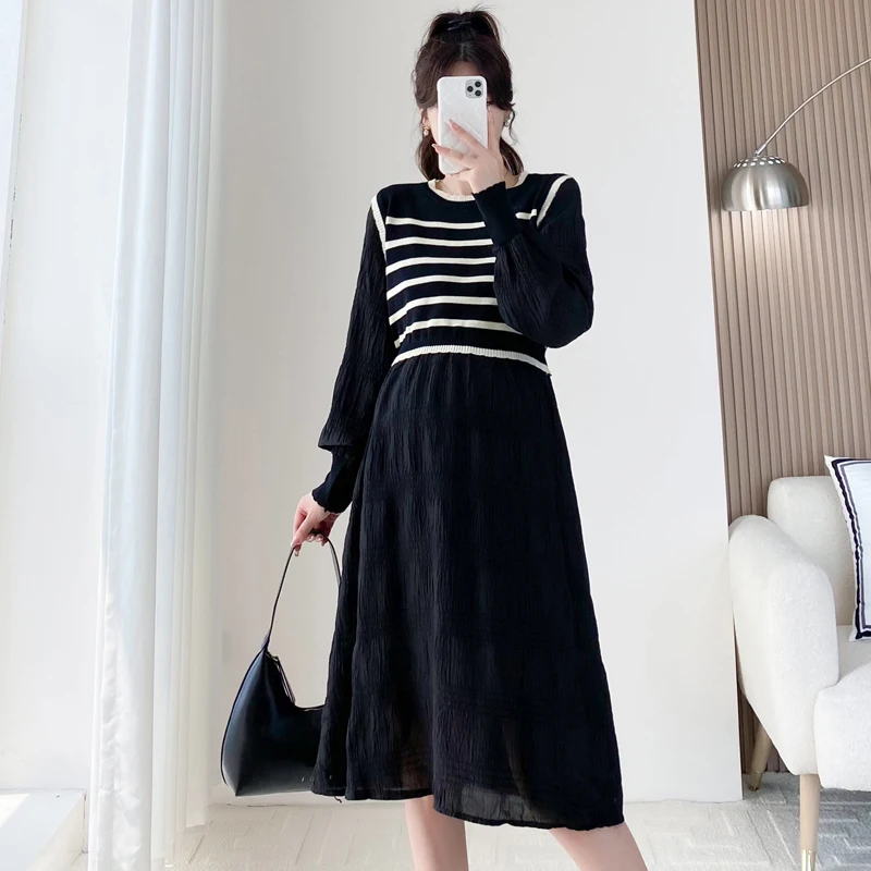 6840# 2023 Autumn Winter Fashion Striped Patchwork Maternity Dress Stylish Elegant A line Clothes for Pregnant Women Pregnancy
6840# 2023 Autumn Winter Fashion Striped Patchwork Maternity Dress Stylish Elegant A line Clothes for Pregnant Women Pregnancy