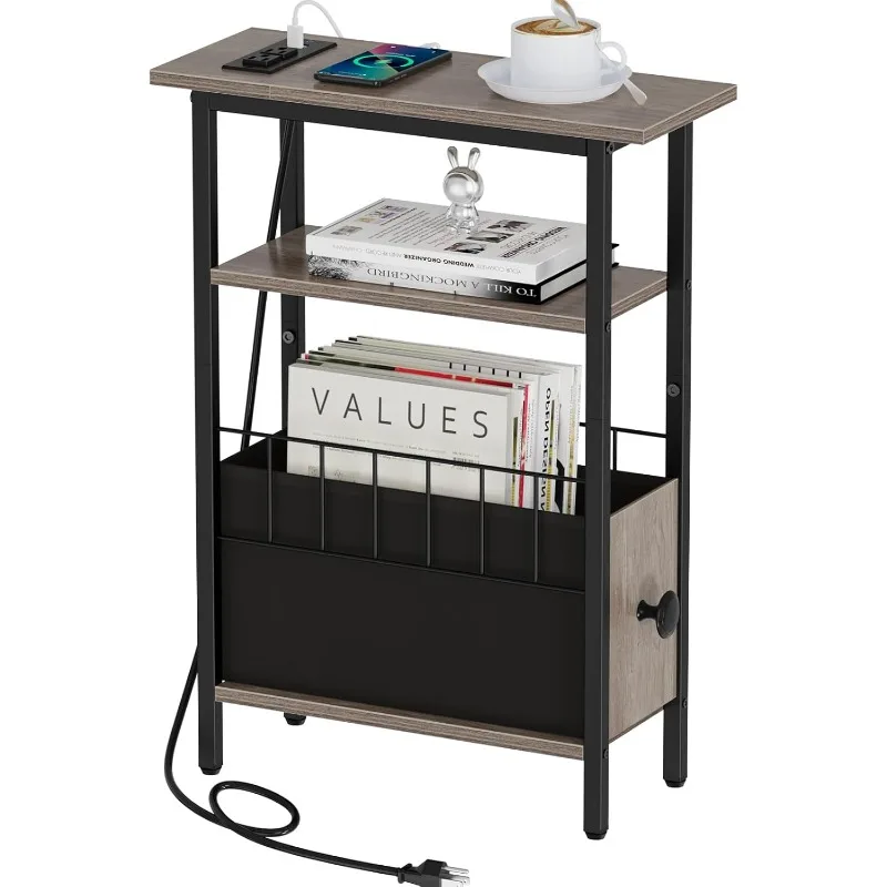Narrow Side Table with Charging Station, Slim End Table for Small Spaces, 3 Tier Skinny Nightstand with Drawer
Narrow Side Table with Charging Station, Slim End Table for Small Spaces, 3 Tier Skinny Nightstand with Drawer