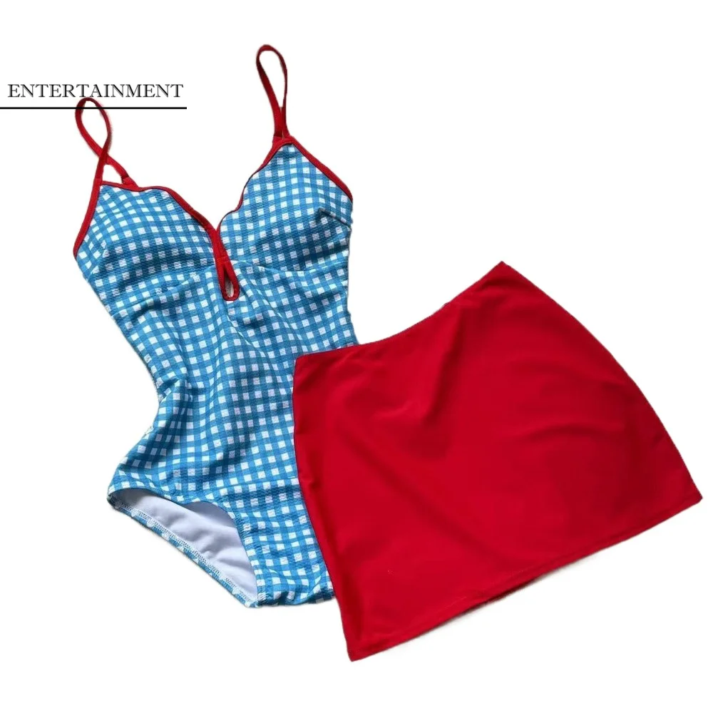 Ins Slimming Design Plaid Swimsuit Suit Scalloped Rim Backless Skirt Bathing Suit Blue Fresh Swimwear Bikini Set Resort Wear
Ins Slimming Design Plaid Swimsuit Suit Scalloped Rim Backless Skirt Bathing Suit Blue Fresh Swimwear Bikini Set Resort Wear