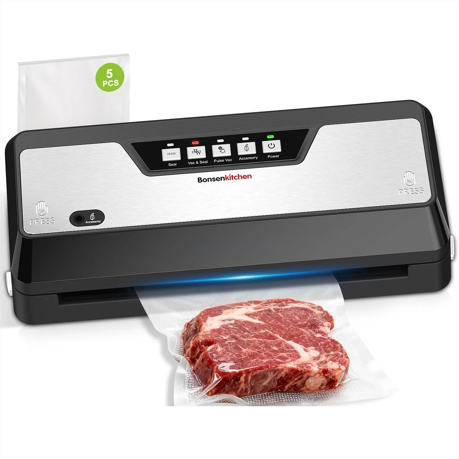 Vacuum Sealer Machine with Built-in Cutter, Multifunctional Food Sealer for Sous Vide & Meal Prep, 5 Pre-Cut Bags
Vacuum Sealer Machine with Built-in Cutter, Multifunctional Food Sealer for Sous Vide & Meal Prep, 5 Pre-Cut Bags