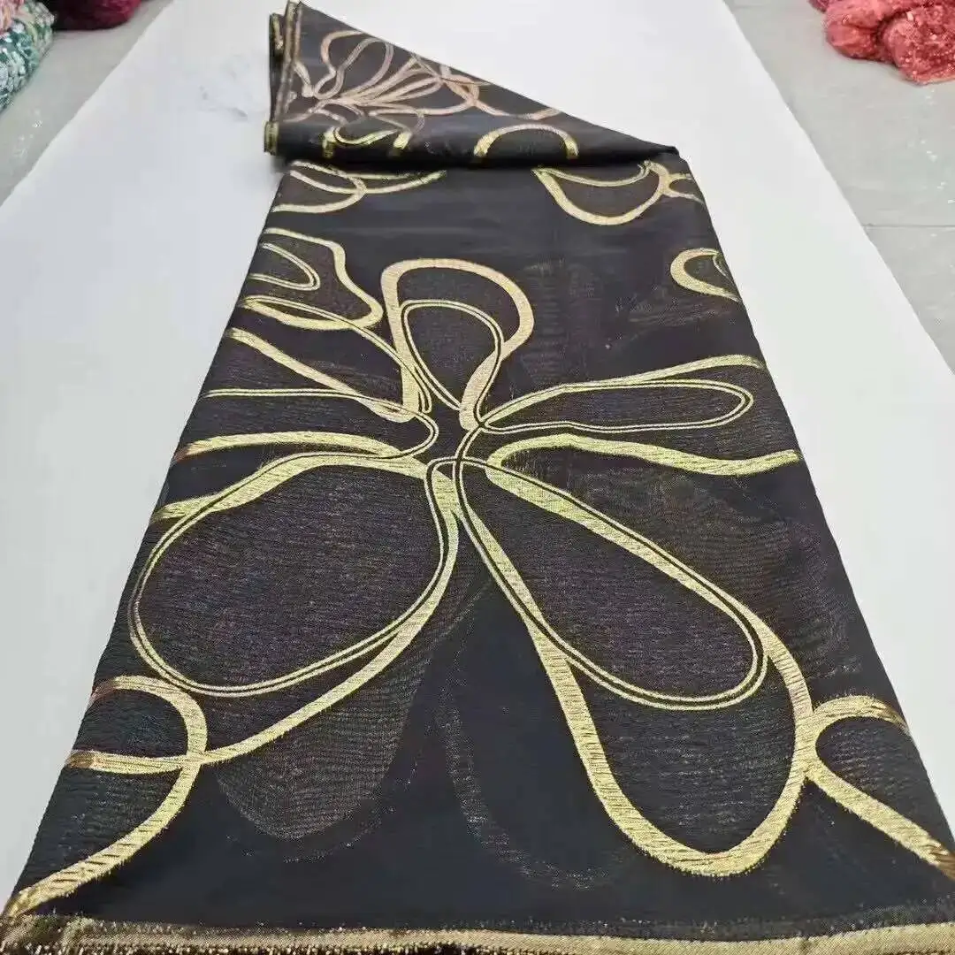 African Lace Fabric High Quality 5 Yards Gilding Nigerian Brocade Jacquard Lace Fabric 2025 Women Party Wedding Dress 
African Lace Fabric High Quality 5 Yards Gilding Nigerian Brocade Jacquard Lace Fabric 2025 Women Party Wedding Dress