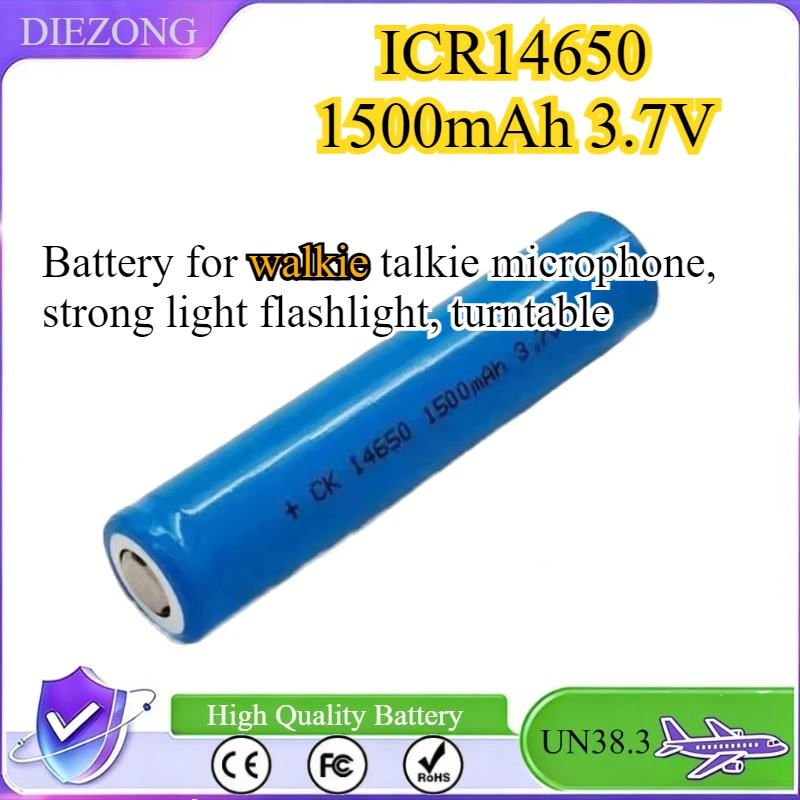 2pcs/lot 14650 3.7V 1500MAH Lithium Ion Li-ion Rechargeable Battery for Flashlight Speaker Walkie Talkie Microphone
2pcs/lot 14650 3.7V 1500MAH Lithium Ion Li-ion Rechargeable Battery for Flashlight Speaker Walkie Talkie Microphone