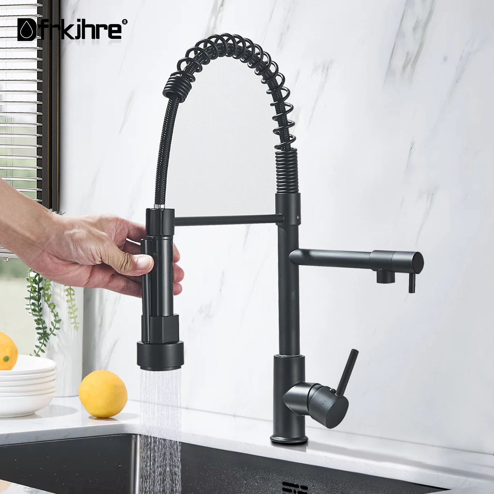 Kitchen Pull Down Spring Sink Faucet 360 Rotation Hot Cold Mixer Tap