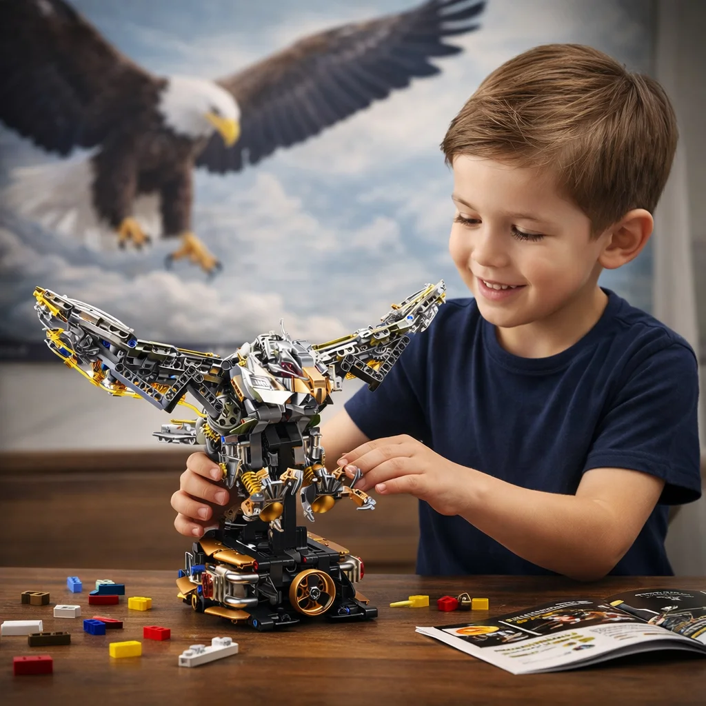 NEW MOC Mechanical Eagle Building Blocks Set Animal Model DIY tabletop decoration Kit For Kids Birthday Gifts Toys 1168pcs
NEW MOC Mechanical Eagle Building Blocks Set Animal Model DIY tabletop decoration Kit For Kids Birthday Gifts Toys 1168pcs