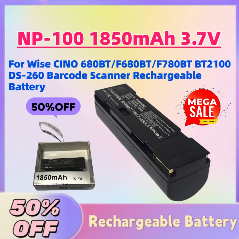 Upgrade NP-100 1850mAh 3.7V Li-ion Battery for Wise CINO 680BT/F680BT/F780BT BT2100 DS-260 Barcode Scanner Rechargeable Battery
Upgrade NP-100 1850mAh 3.7V Li-ion Battery for Wise CINO 680BT/F680BT/F780BT BT2100 DS-260 Barcode Scanner Rechargeable Battery