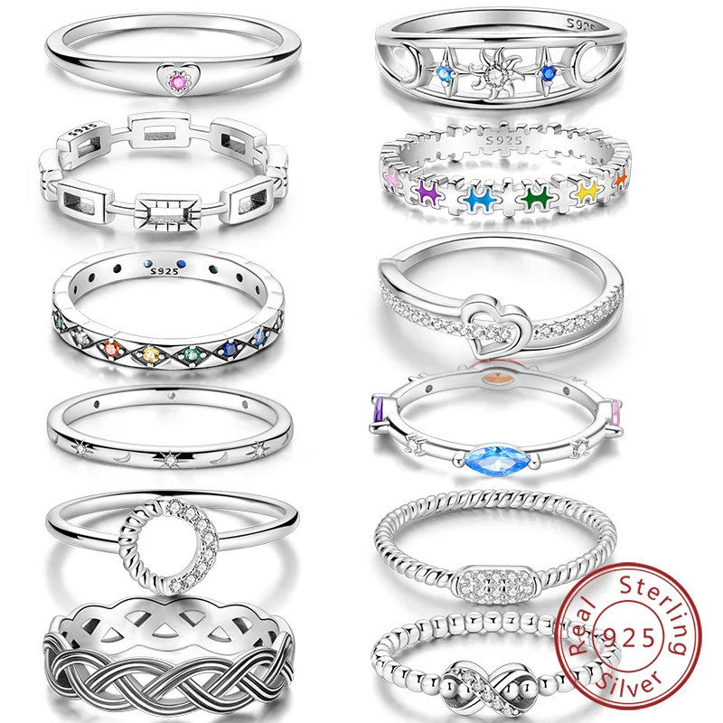 Original 925 Sterling Silver Ring For Woman Pave Setting Trendy Finger Ring Fine Jewelry 
Original 925 Sterling Silver Ring For Woman Pave Setting Trendy Finger Ring Fine Jewelry