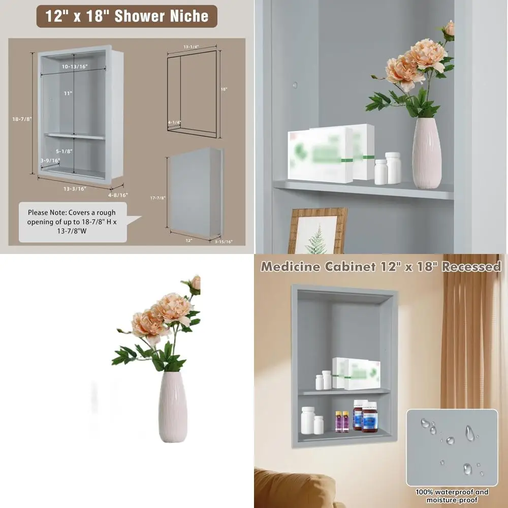 12 x 18 утопленный деревянный аптечный шкаф, 2-уровневая настенная полка, серая, для ванной комнаты, спальни, гостиной, кухни
12 x 18 утопленный деревянный аптечный шкаф, 2-уровневая настенная полка, серая, для ванной комнаты, спальни, гостиной, кухни