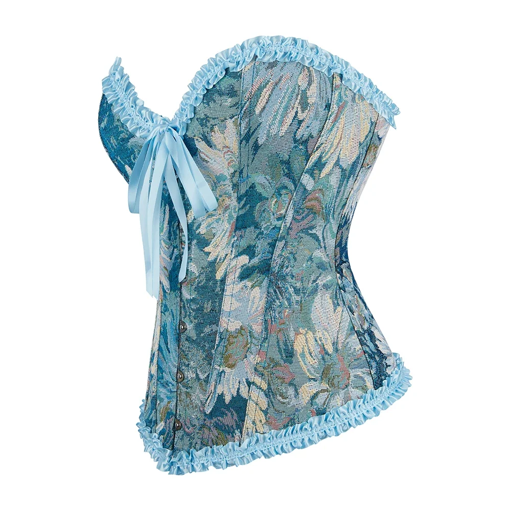 Blue Floral Oil Painting Overbust Corset Lace Trim Bustier Top Chic Korset Burlesque
Blue Floral Oil Painting Overbust Corset Lace Trim Bustier Top Chic Korset Burlesque