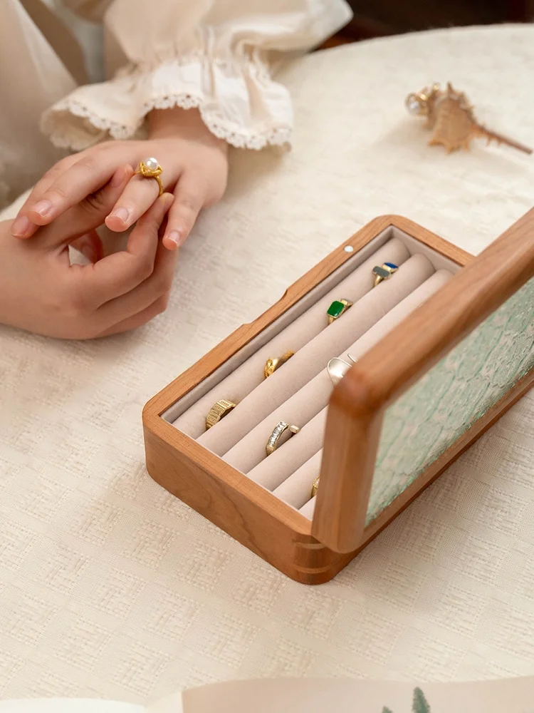 Cherry Wood Jewelry Storage Box Ring Holder High-End Display Case Ele Faionable Accory Organizer Premium Quali
Cherry Wood Jewelry Storage Box Ring Holder High-End Display Case Ele Faionable Accory Organizer Premium Quali