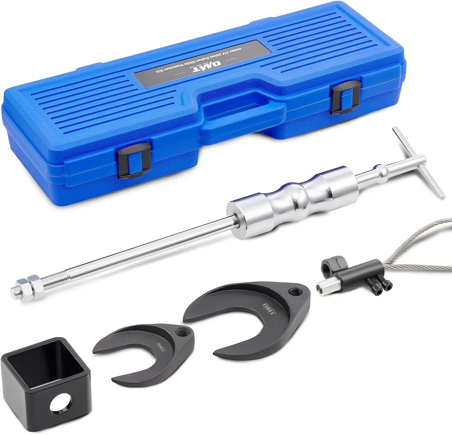 Heavy-duty CV axle puller tool set with slide hammer, forks & adapters for easy removal.
Heavy-duty CV axle puller tool set with slide hammer, forks & adapters for easy removal.