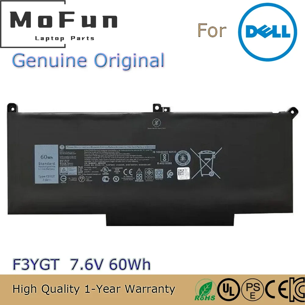 Brand New Original F3YGT 7.6V 60Wh Laptop Battery for Dell Latitude 7480 7390 7280 7290 7380 E7280 DM3WC etc.
Brand New Original F3YGT 7.6V 60Wh Laptop Battery for Dell Latitude 7480 7390 7280 7290 7380 E7280 DM3WC etc.