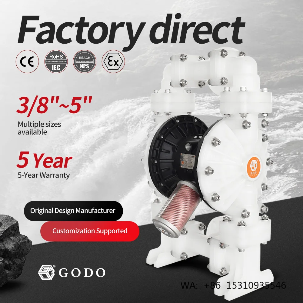 GODO BFQ-40S 1.5'' PP Air Operated Diaphragm Pump Pneumatic Wastewater Transfer Pump Acid Water Sewage Oil Pump
GODO BFQ-40S 1.5'' PP Air Operated Diaphragm Pump Pneumatic Wastewater Transfer Pump Acid Water Sewage Oil Pump