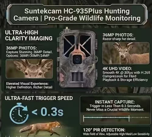 4G Wildlife Camera 30MP 2.7K HD Resolution Night Vision Waterproof IP65 with Motion Sensor for Outdoor Hunting Photo Trap Cam Re
4G Wildlife Camera 30MP 2.7K HD Resolution Night Vision Waterproof IP65 with Motion Sensor for Outdoor Hunting Photo Trap Cam Re