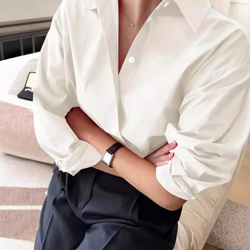 European and American New Style Long Sleeve Minimalist Women's Shirt Cotton Poplin Lapel Versatile Loose
European and American New Style Long Sleeve Minimalist Women's Shirt Cotton Poplin Lapel Versatile Loose