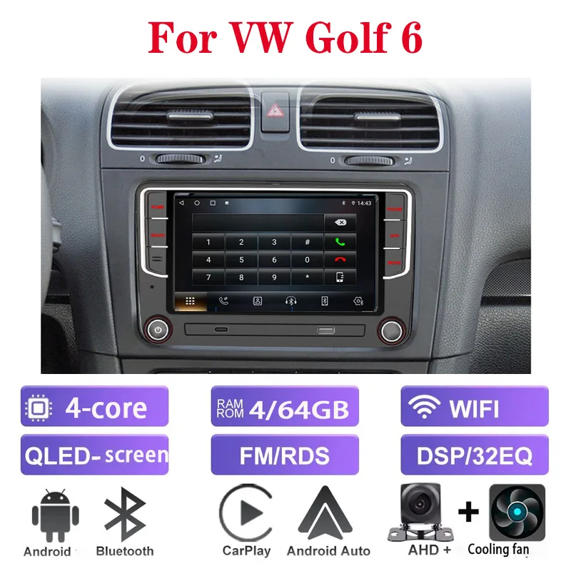 7'' 4+64GB 2Din Android Car Radio Carplay Auto Multimedia Player For VW Golf 6 GPS BT
7'' 4+64GB 2Din Android Car Radio Carplay Auto Multimedia Player For VW Golf 6 GPS BT