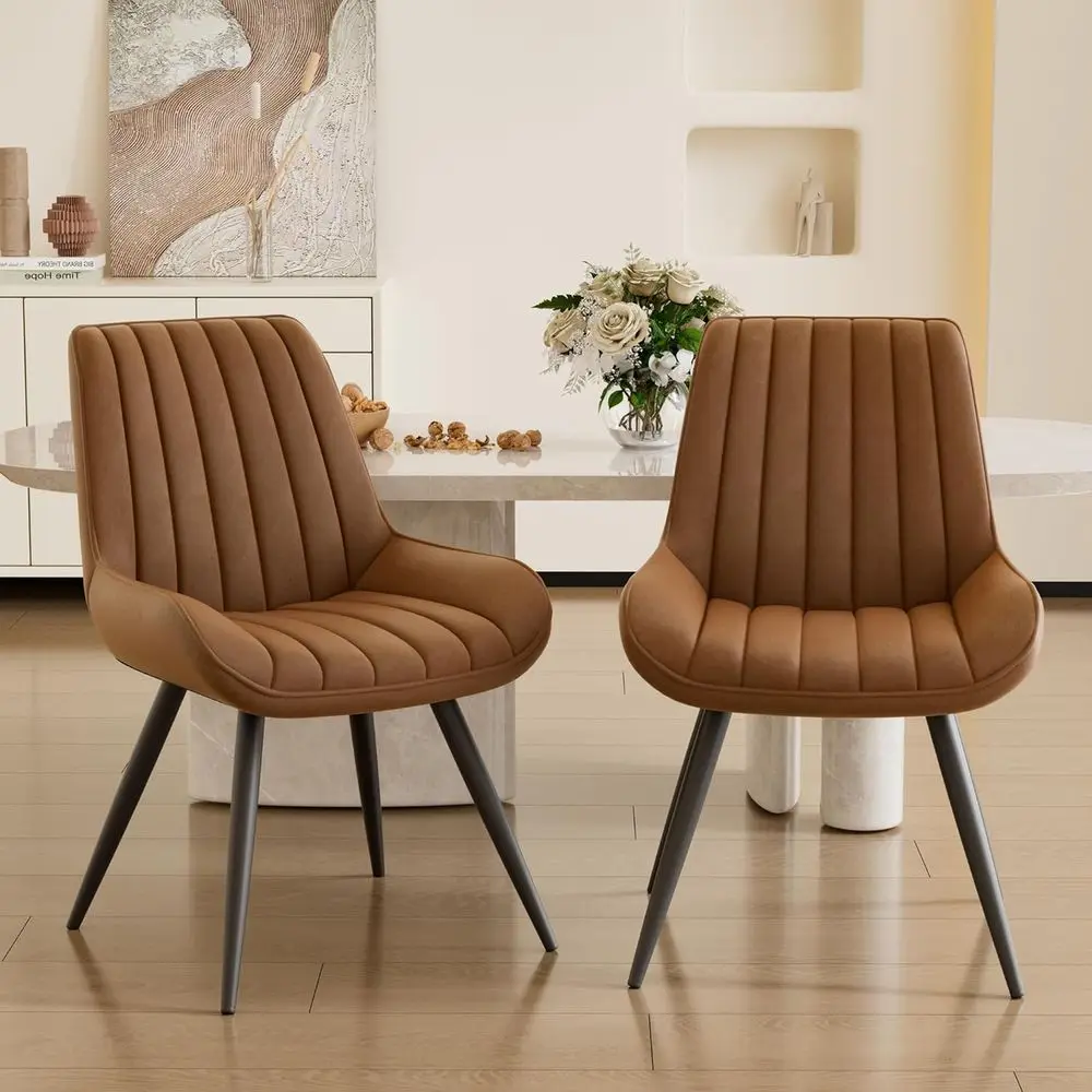 Upholstered Comfortable Fabric Dining Chairs Set of 2 with Soft Cushions for Modern Kitchen, Brown
Upholstered Comfortable Fabric Dining Chairs Set of 2 with Soft Cushions for Modern Kitchen, Brown