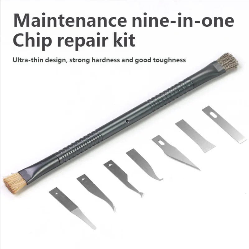 Нож для удаления клея TE-157 со стальной щеткой для ремонта материнских плат мобильных телефонов, чипов, процессоров, микросхем, удаления клея с подложек
Нож для удаления клея TE-157 со стальной щеткой для ремонта материнских плат мобильных телефонов, чипов, процессоров, микросхем, удаления клея с подложек