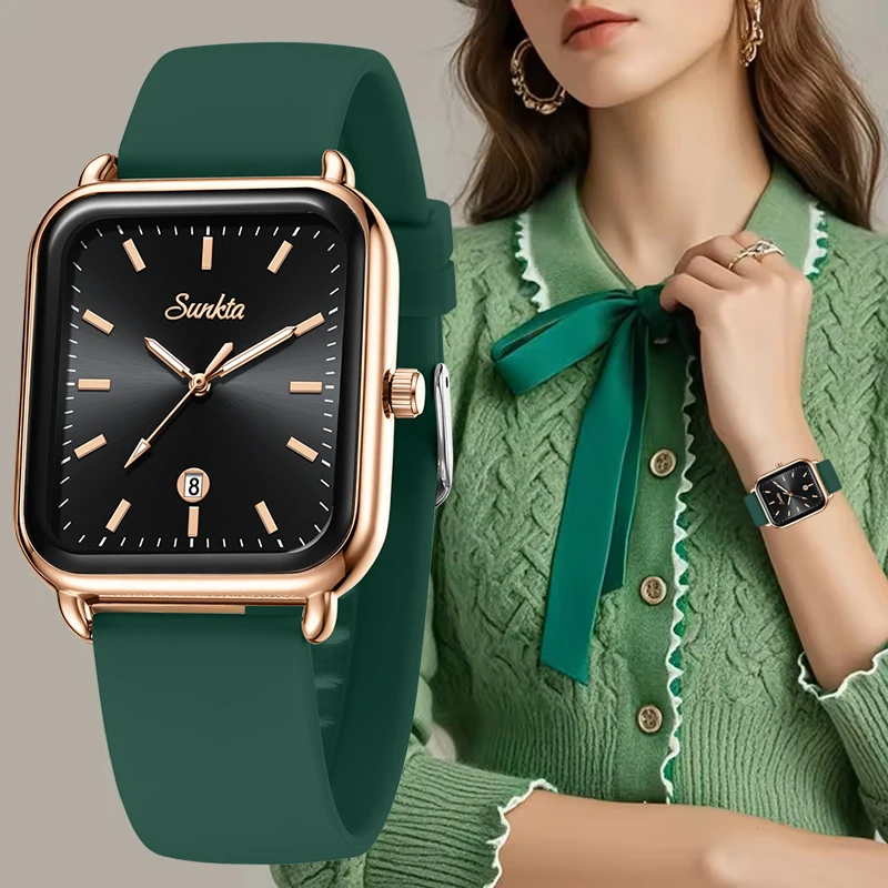 SUNKTA New Square Green Silicone Watch For Women Elegant Fashion Women's Bracelet Watch Waterproof Quartz Watches Gift For Women
SUNKTA New Square Green Silicone Watch For Women Elegant Fashion Women's Bracelet Watch Waterproof Quartz Watches Gift For Women