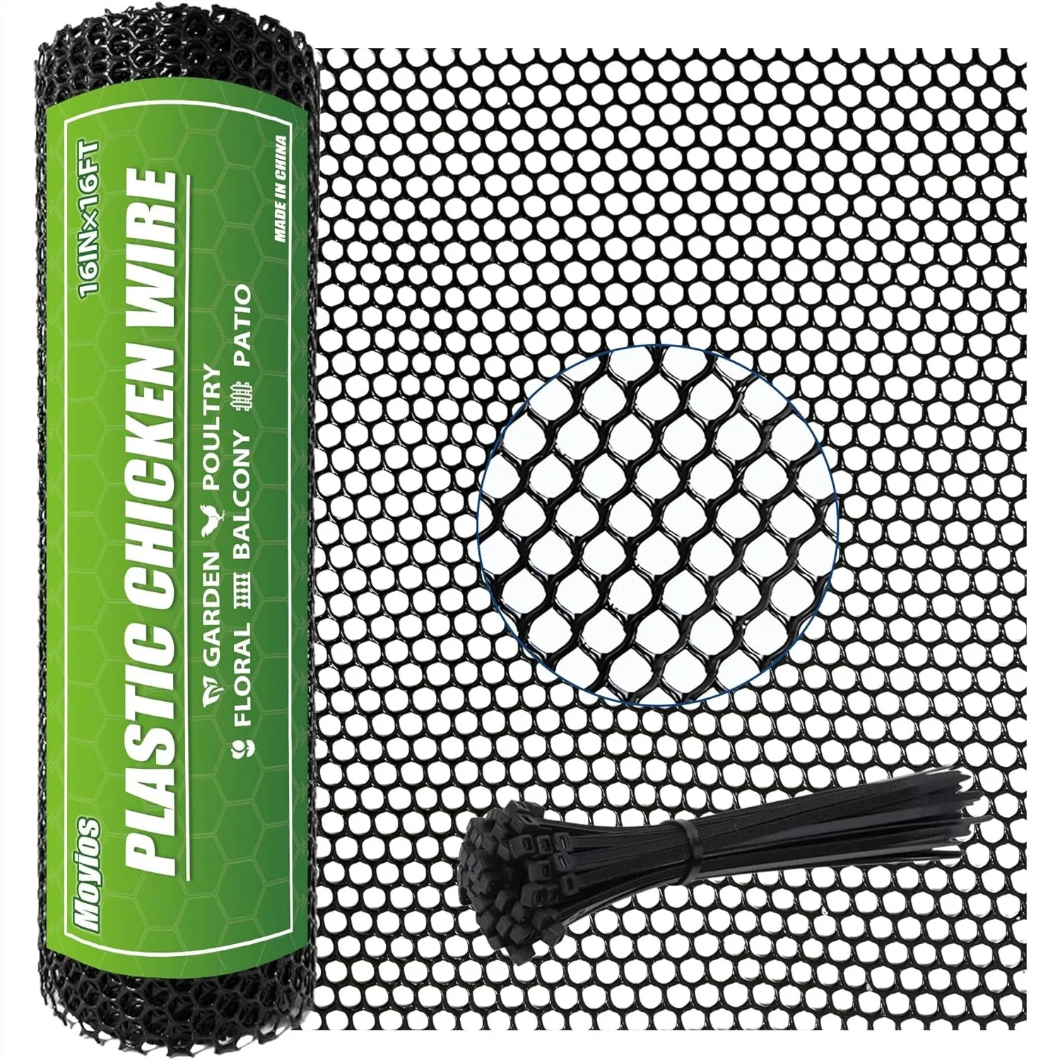 Heavy-Duty Black Plastic Chicken Wire Mesh 16in X 16.4ft Roll With 30 Zip Ties For Poultry Coop Rabbit Run Plant Support Garden Fencing
Heavy-Duty Black Plastic Chicken Wire Mesh 16in X 16.4ft Roll With 30 Zip Ties For Poultry Coop Rabbit Run Plant Support Garden Fencing