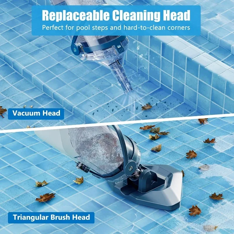 Pool Vacuum for Above Ground with a Telescopic Pole, Running time up to 1H, T403 Handheld Rechargeable Cleaner
Pool Vacuum for Above Ground with a Telescopic Pole, Running time up to 1H, T403 Handheld Rechargeable Cleaner