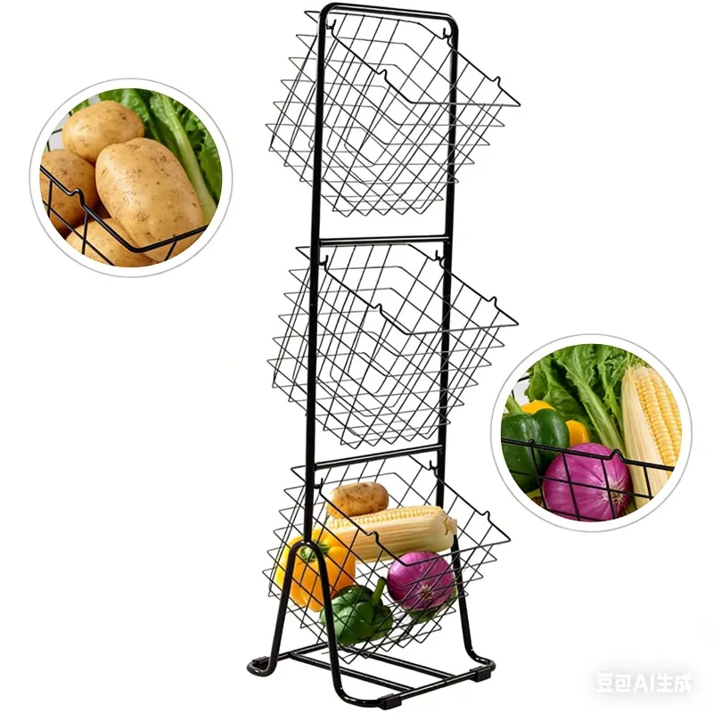 Kitchen Basket Rack Fruit Vegetable Storage Rack 3-Tier Shelving Unit Stand for Kitchen Floor Rack Organizer
Kitchen Basket Rack Fruit Vegetable Storage Rack 3-Tier Shelving Unit Stand for Kitchen Floor Rack Organizer