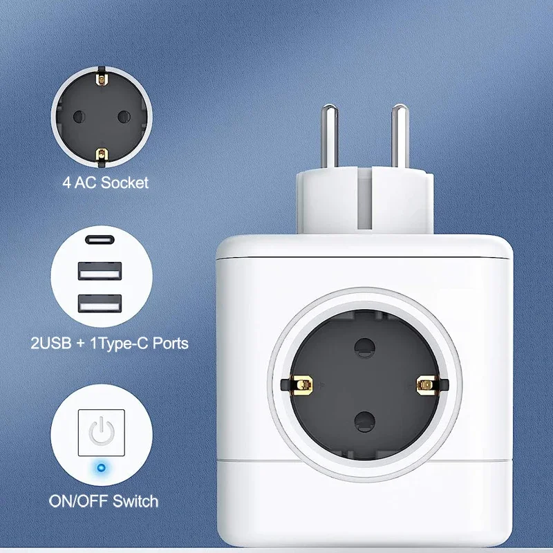 MASSFA Surge Protector Electrical 4 Eu Outlets Power Strip with Switch USB C Powercube Socket Grounding Extension Board for Home
MASSFA Surge Protector Electrical 4 Eu Outlets Power Strip with Switch USB C Powercube Socket Grounding Extension Board for Home