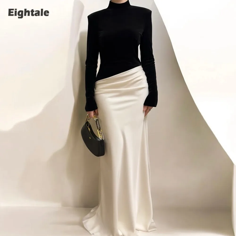Eightale Arabic Evening Dress High Neck Black and Ivory Customized Floor Length Mermaid Velvet Satin Prom Wedding Party Gowns
Eightale Arabic Evening Dress High Neck Black and Ivory Customized Floor Length Mermaid Velvet Satin Prom Wedding Party Gowns
