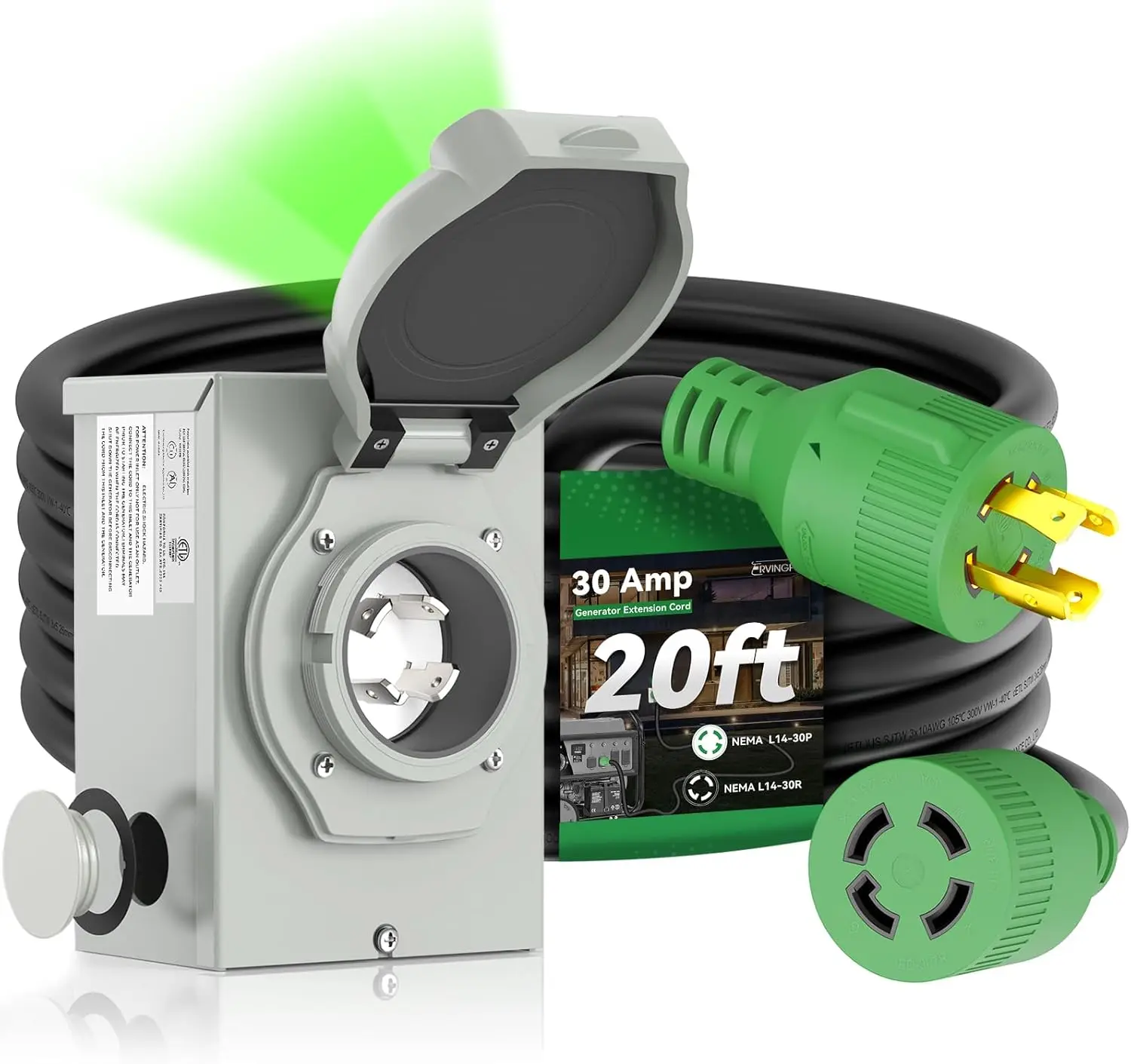 Шнур генератора на 30 А и комплект впускной коробки, водонепроницаемый ETL 20 футов для аварийного отключения электроэнергии на автофургоне
Шнур генератора на 30 А и комплект впускной коробки, водонепроницаемый ETL 20 футов для аварийного отключения электроэнергии на автофургоне