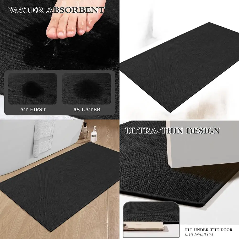 Большой черный ультратонкий нескользящий коврик для ванной 47x25, быстросохнущий и впитывающий влагу в ванную комнату
Большой черный ультратонкий нескользящий коврик для ванной 47x25, быстросохнущий и впитывающий влагу в ванную комнату