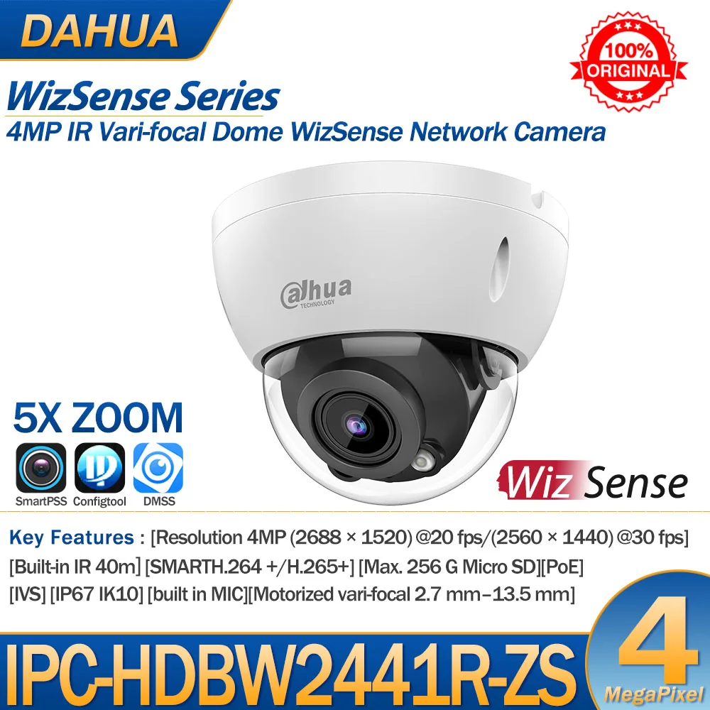 Dahua Camera 4MP IPC-HDBW2441R-ZS 5X Motorized Zoom WizSense IR Vari-focal Dome PoE Built in MIC SD Card Slot Video Surveillance
Dahua Camera 4MP IPC-HDBW2441R-ZS 5X Motorized Zoom WizSense IR Vari-focal Dome PoE Built in MIC SD Card Slot Video Surveillance