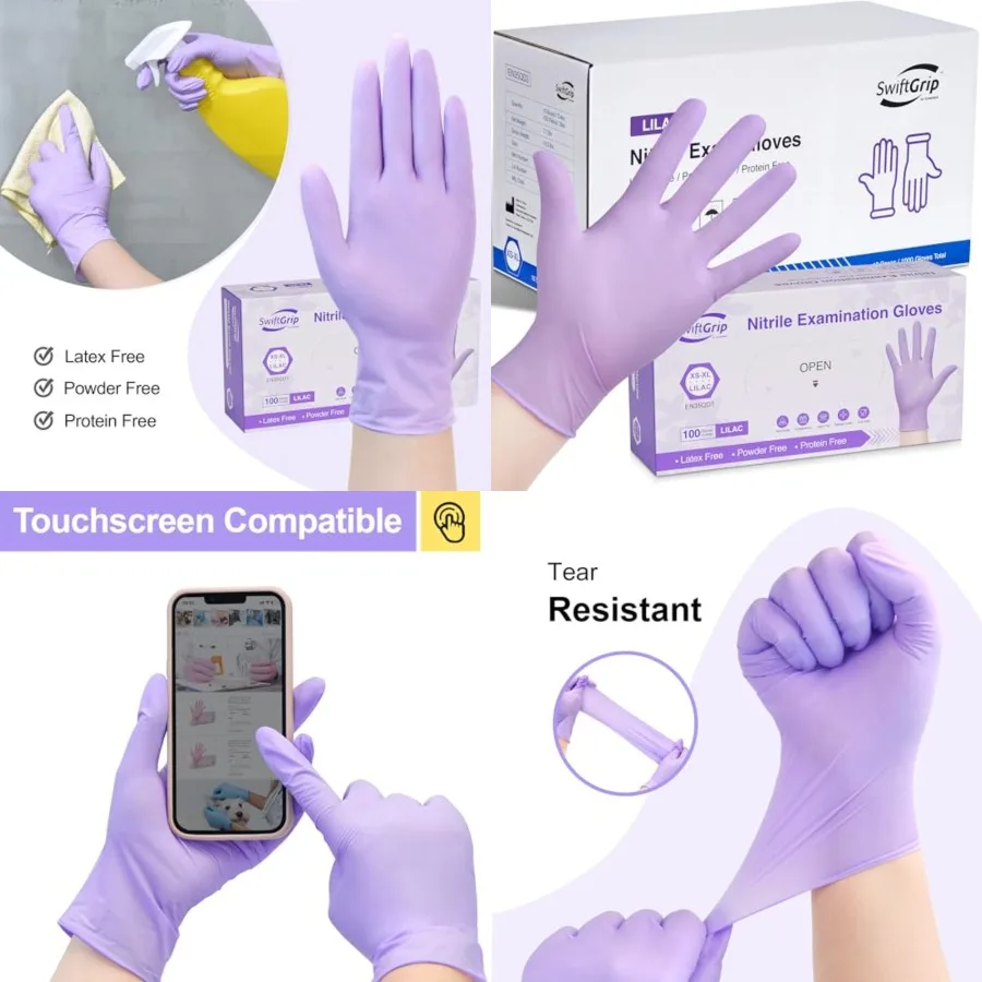 SwiftGrip Disposable Nitrile Exam Gloves, 3-mil, Lilac Gloves Disposable Latex Free, Powder Free
SwiftGrip Disposable Nitrile Exam Gloves, 3-mil, Lilac Gloves Disposable Latex Free, Powder Free