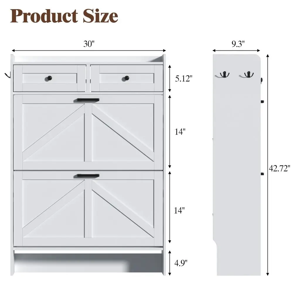 Shoe Cabinet with 2 Flip Drawers amp 2 Storage Drawers, Rustic Farmhouse Narrow Shoe Organizer Cabinet, Slim Shoe Rack Cabinet,
Shoe Cabinet with 2 Flip Drawers amp 2 Storage Drawers, Rustic Farmhouse Narrow Shoe Organizer Cabinet, Slim Shoe Rack Cabinet,