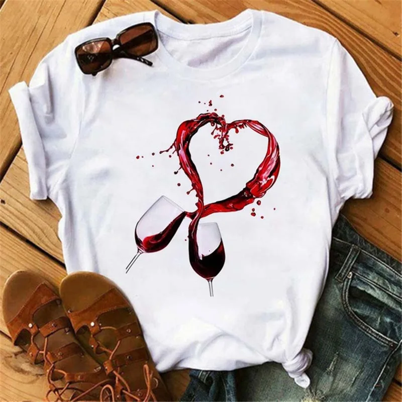 Wine Love Heart Print Women T Shirt Short Sleeve O Neck Loose Women Tshirt Ladies Tee Shirt Tops Clothes Camisetas Mujer
Wine Love Heart Print Women T Shirt Short Sleeve O Neck Loose Women Tshirt Ladies Tee Shirt Tops Clothes Camisetas Mujer