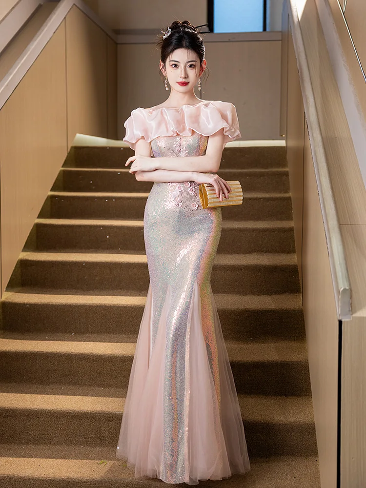 One-Shoulder Evening Gown Sparkling Sequins High-End Luxury Custom-Made Pink Sexy Hostess Dinner Party Special Occasion Dress
One-Shoulder Evening Gown Sparkling Sequins High-End Luxury Custom-Made Pink Sexy Hostess Dinner Party Special Occasion Dress
