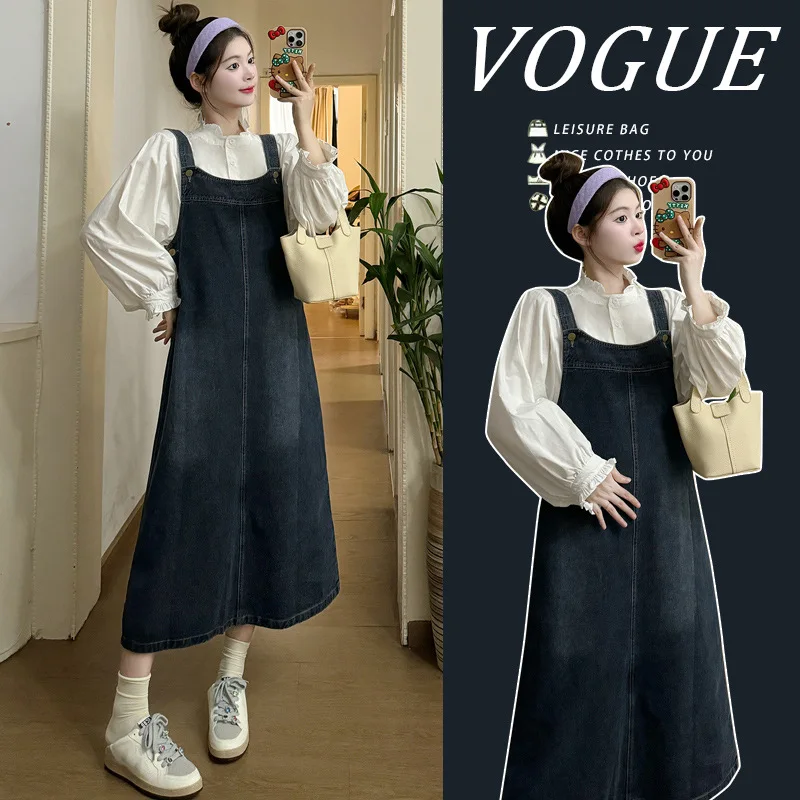 2025 Elegant Pregnancy Set Autumn Denim Dress Chic Button Down Shirt Two Piece Maternity Outfit Stylish Comfortable Mommy Wear 
2025 Elegant Pregnancy Set Autumn Denim Dress Chic Button Down Shirt Two Piece Maternity Outfit Stylish Comfortable Mommy Wear