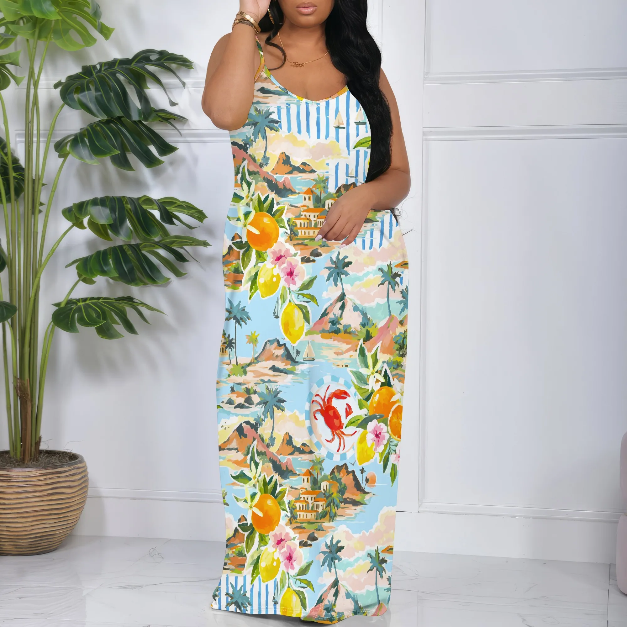 Womens Casual Dress for Women Sexy 3D Printed halterneck dress Loose Plus Size Maxi Dress
Womens Casual Dress for Women Sexy 3D Printed halterneck dress Loose Plus Size Maxi Dress