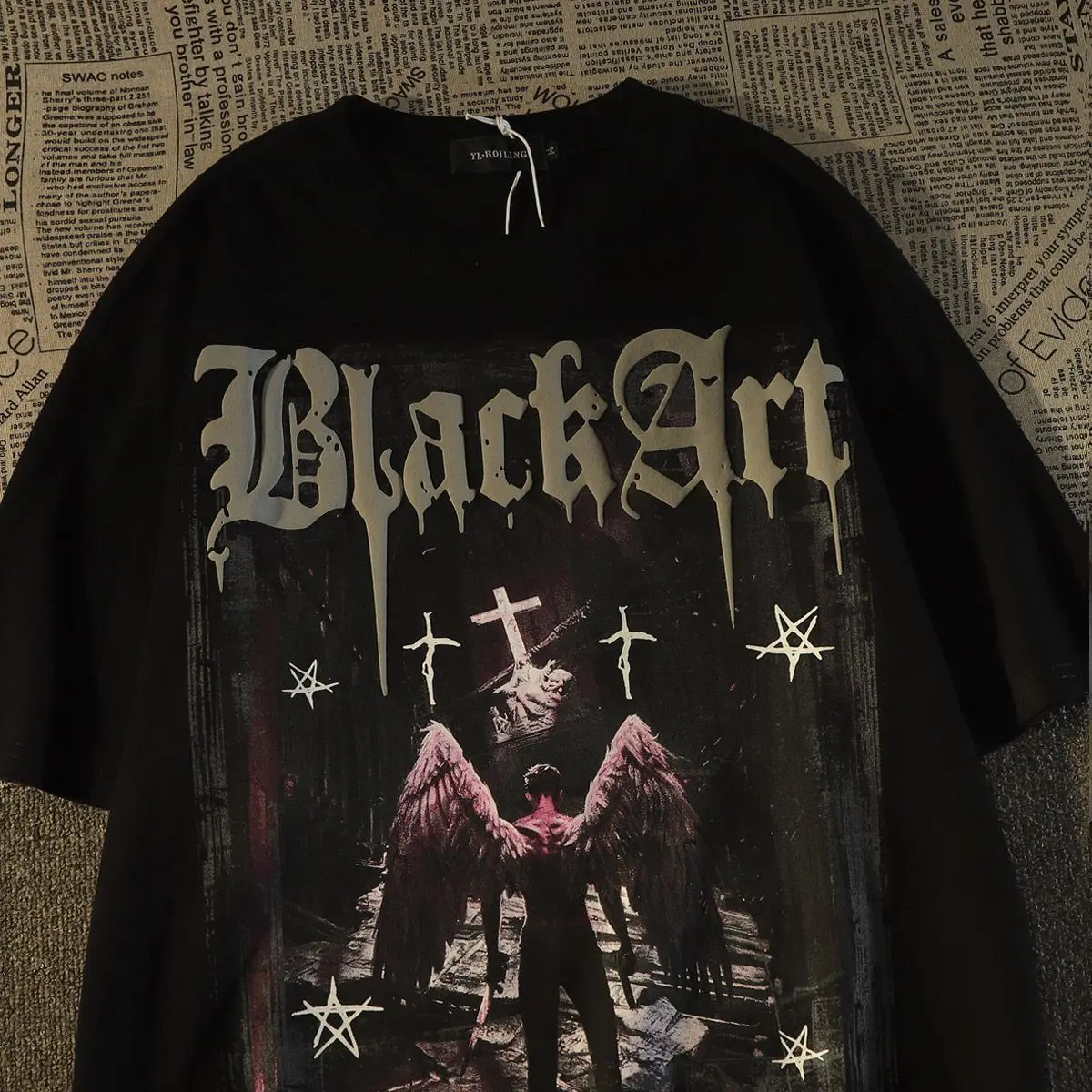 Retro Dark Angel pure cotton short sleeved T-shirt men summer ins street fashion brand European and American high street top y2k
Retro Dark Angel pure cotton short sleeved T-shirt men summer ins street fashion brand European and American high street top y2k