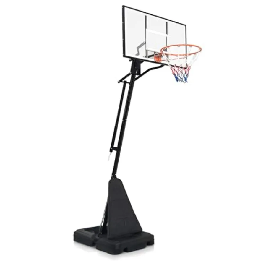 Portable basketball hoop for indoor and outdoor use, polycarbonate backboard, black with red accents, adjustable height 8.04 ft
Portable basketball hoop for indoor and outdoor use, polycarbonate backboard, black with red accents, adjustable height 8.04 ft