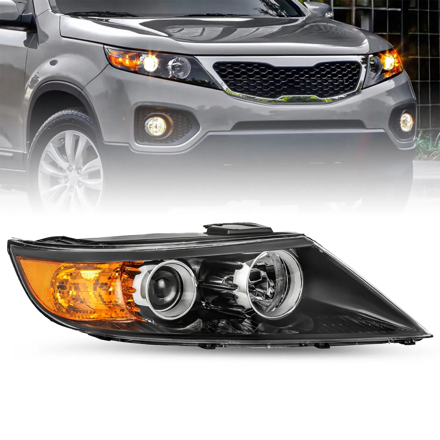 For 2011 2012 2013 Kia Sorento Halogen Black Amber Right Passenger Headlight
For 2011 2012 2013 Kia Sorento Halogen Black Amber Right Passenger Headlight