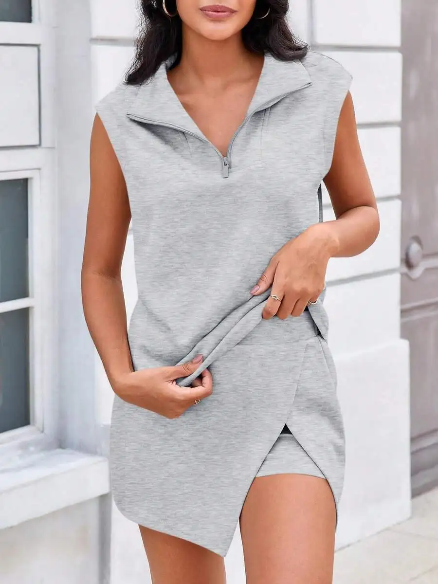 Womens Sleeveless Half Zip Lapel V Neck Skort Set Breathable Athletic Casual
Womens Sleeveless Half Zip Lapel V Neck Skort Set Breathable Athletic Casual