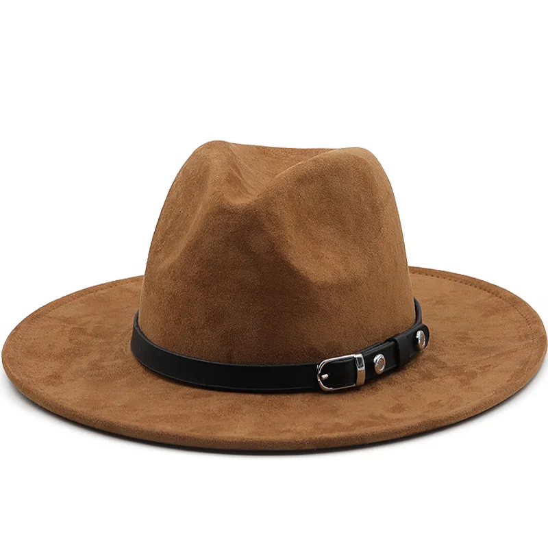 Женская и мужская замшевая шляпа Fedora с кожаной лентой, элегантная женская зимняя и осенняя Кепка с широкими полями, джазовая церковь, Панама, Sombrero
Женская и мужская замшевая шляпа Fedora с кожаной лентой, элегантная женская зимняя и осенняя Кепка с широкими полями, джазовая церковь, Панама, Sombrero